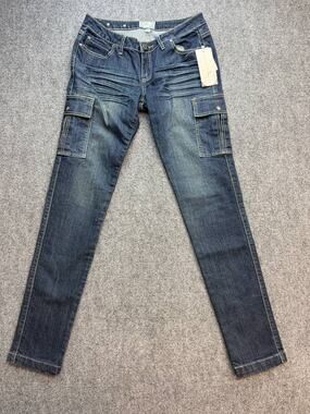 Y2K Sean John Women’s Size 28 Stretch Cargo Jeans Dark Wash Slim Straight NWT